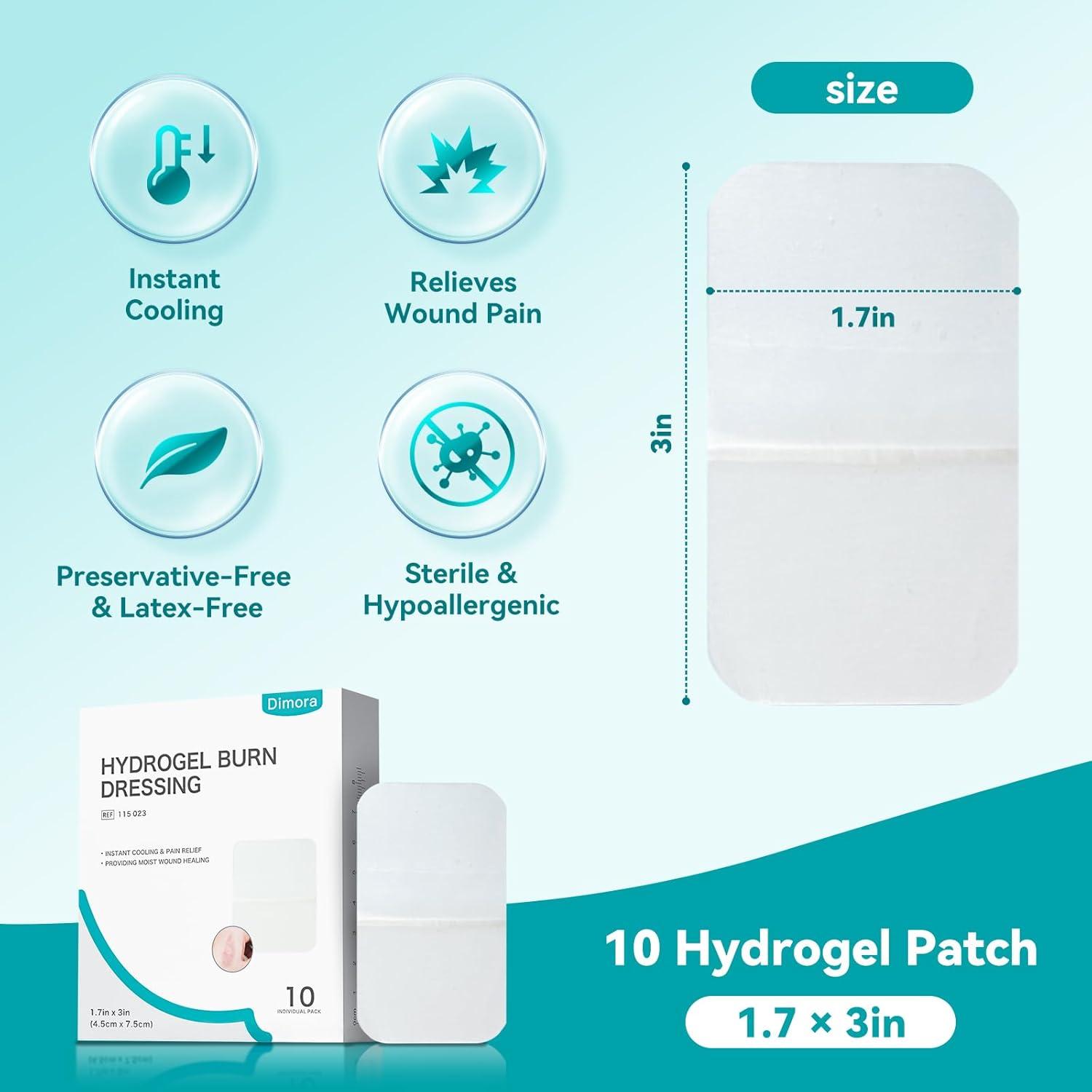 imageDimora Hydrogel Wound Dressing 17quot x3quot  Burn Pads Sterile Soothing Bandage Cooling Protective Treatment for Minor Burns ampamp Blisters Cuts AbrasionsCracked Nipples 10 Count17 x310 Count