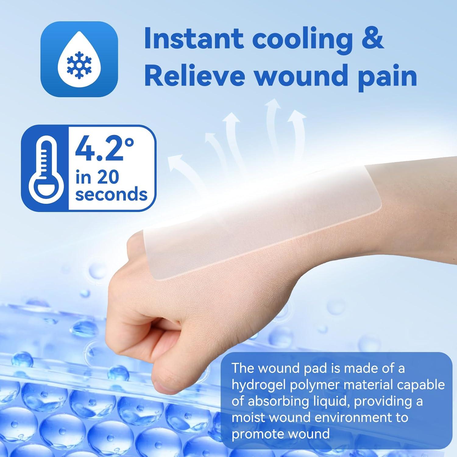 imageDimora Hydrogel Wound Dressing 17quot x3quot  Burn Pads Sterile Soothing Bandage Cooling Protective Treatment for Minor Burns ampamp Blisters Cuts AbrasionsCracked Nipples 10 Count4 x 4 10 Count