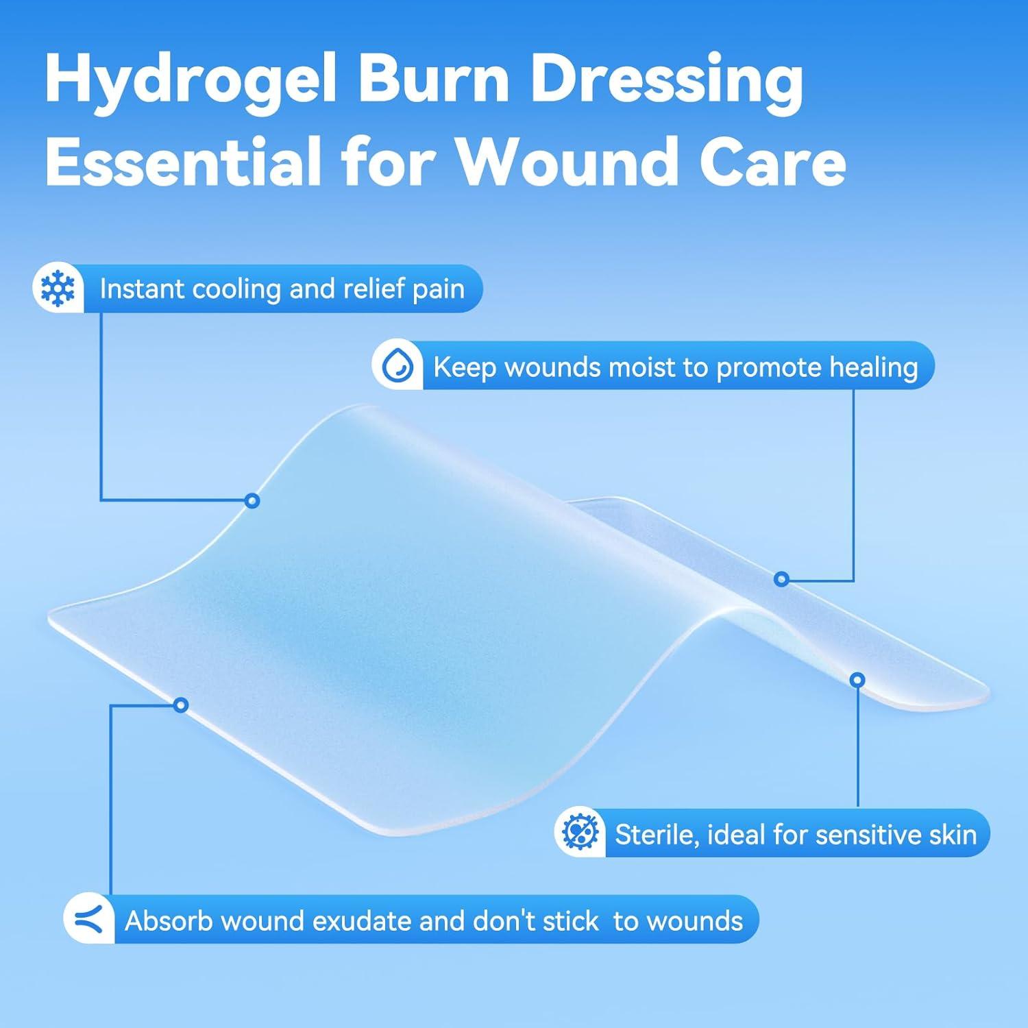imageDimora Hydrogel Wound Dressing 17quot x3quot  Burn Pads Sterile Soothing Bandage Cooling Protective Treatment for Minor Burns ampamp Blisters Cuts AbrasionsCracked Nipples 10 Count4 x 4 10 Count
