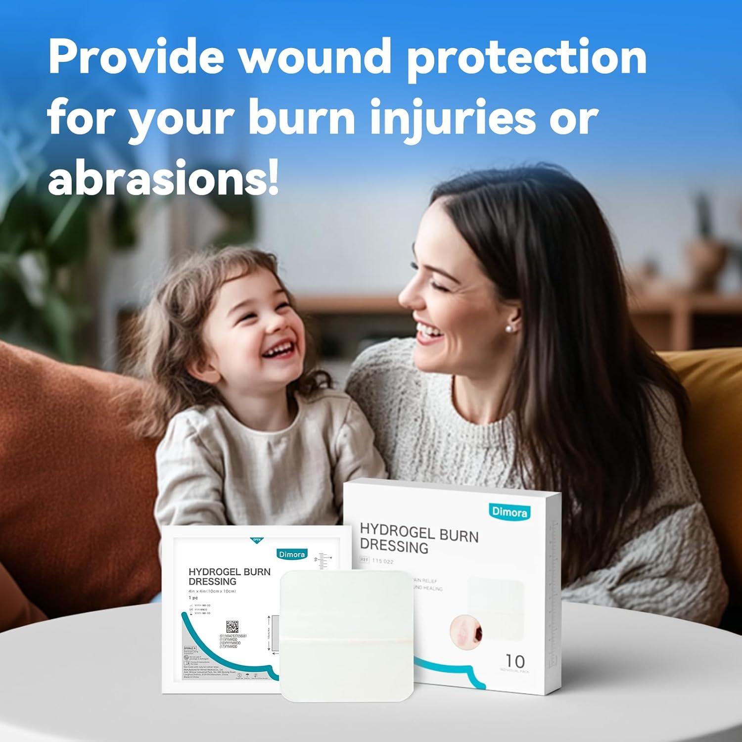 imageDimora Hydrogel Wound Dressing 17quot x3quot  Burn Pads Sterile Soothing Bandage Cooling Protective Treatment for Minor Burns ampamp Blisters Cuts AbrasionsCracked Nipples 10 Count4 x 4 10 Count