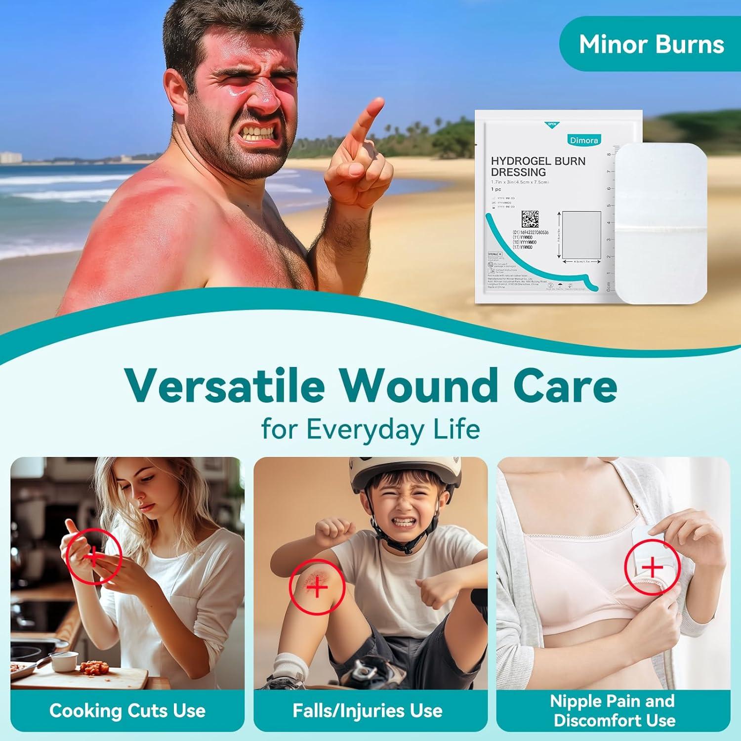 imageDimora Hydrogel Wound Dressing 17quot x3quot  Burn Pads Sterile Soothing Bandage Cooling Protective Treatment for Minor Burns ampamp Blisters Cuts AbrasionsCracked Nipples 10 Count17 x310 Count