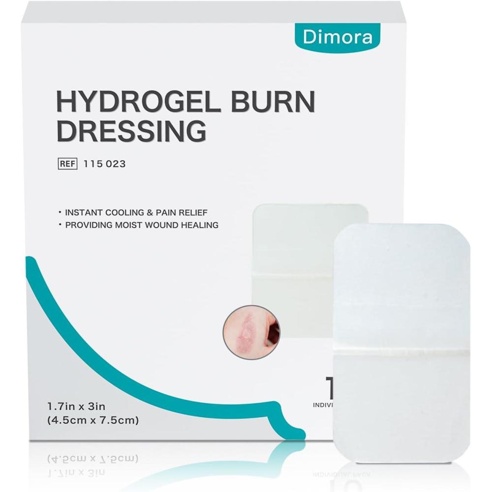 imageDimora Hydrogel Wound Dressing 17quot x3quot  Burn Pads Sterile Soothing Bandage Cooling Protective Treatment for Minor Burns ampamp Blisters Cuts AbrasionsCracked Nipples 10 Count17 x310 Count