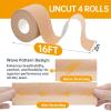 imageDimora Uncut Kinesiology Tape Original Cotton 16 Elastic Athletic Tape for Muscle Pain Relief and Joint Support 4 Rolls BeigeBeige
