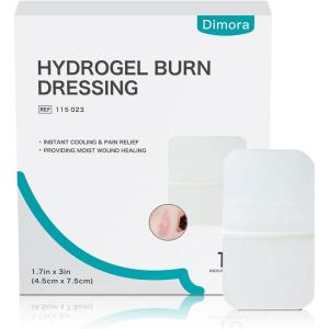 imageDimora Hydrogel Wound Dressing 17quot x3quot  Burn Pads Sterile Soothing Bandage Cooling Protective Treatment for Minor Burns ampamp Blisters Cuts AbrasionsCracked Nipples 10 Count17 x310 Count