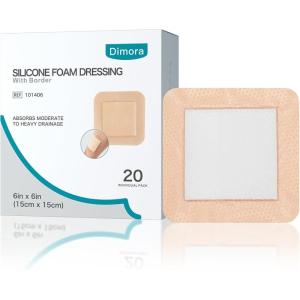 imageDimora Silicone Foam Dressing 3x3 inch with Border 20 Pack Wound Bandage Gentle Adhesive Waterproof Pads for Sensitive Skin Wound Care 75x75 cm6x 620 PCS