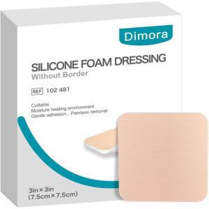 imageDimora Silicone Foam Dressing Without Border 10 Pack 3quotx 3quot Highly Absorbent Adhesive Waterproof Bandages for Wounds Cuttable Pads for Wound Care and Dressings3 x 3 Inch10 PCS