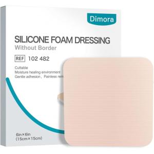 imageDimora Silicone Foam Dressing Without Border 10 Pack 3quotx 3quot Highly Absorbent Adhesive Waterproof Bandages for Wounds Cuttable Pads for Wound Care and Dressings6 x 6 Inch5 PCS