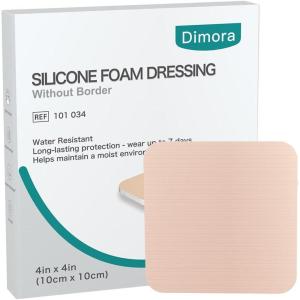 imageDimora Silicone Foam Dressing Without Border 10 Pack 3quotx 3quot Highly Absorbent Adhesive Waterproof Bandages for Wounds Cuttable Pads for Wound Care and Dressings4x4 Inch Pack of 5