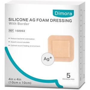 imageDimora Silicone Foam Dressing with Border Adhesive 4quotx4quot Wound Dressing First Aid Bandage for Wound Care 10 Pack4x 4