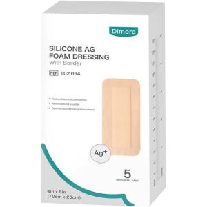 imageDimora Silicone Foam Dressing with Border Adhesive 4quotx4quot Wound Dressing First Aid Bandage for Wound Care 10 Pack4x 8