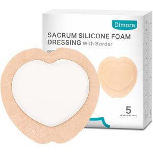 imageDimora Silicone Foam Dressing with Border Adhesive 4quotx4quot Wound Dressing First Aid Bandage for Wound Care 10 Pack5 Count Pack of 1
