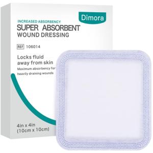 imageDimora Silicone Super Absorbent Wound Dressings  Gentle Adhesive Bandages with Ultrasorb PolymerHeavy Exudate Wound Care Pads 5quotX 5quot 10 Packs4x 4