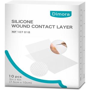 imageDimora Silicone Wound Contact Layer Nonadhering Dressing Transparent Wound Dressing Pads 3in x 4in 75cm x 10cm 10 pcs10 Count Pack of 1