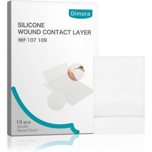 imageDimora Silicone Wound Contact Layer Nonadhering Dressing Transparent Wound Dressing Pads 3in x 4in 75cm x 10cm 10 pcs2x 3Pack of 10