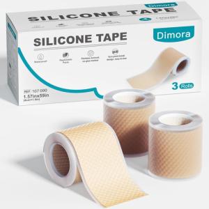 imageDimora Soft Paper Surgical Tape 8 Rolls Hypoallergenic Medical Tape for Sensitive SkinBreathable First Aid Wound Tape with PainFree Removal Secures Dressing and Medical Devices 2quot x 10 YardsBeigesilicone Tape 3 Rolls