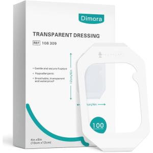 imageDimora Waterproof Transparent Film Dressing Large Clear Wound Bandages 6x8 inch 50 Pack Post Surgical Skin Protector Adhesive Medical Pad for SwimmingShoweringTattoo AftercareIV Fixing4x 475100 PCS