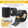 imageDimora Athletic Tape Easy Tear Sports Tape with Serrated Edges Strong Adhesion No Residue Ideal for Gymnastics Boxing Lacrosse Hockey and First Aid Black 15 in x 45 ft Pack of 4Black Athletic Tape 4 Rolls