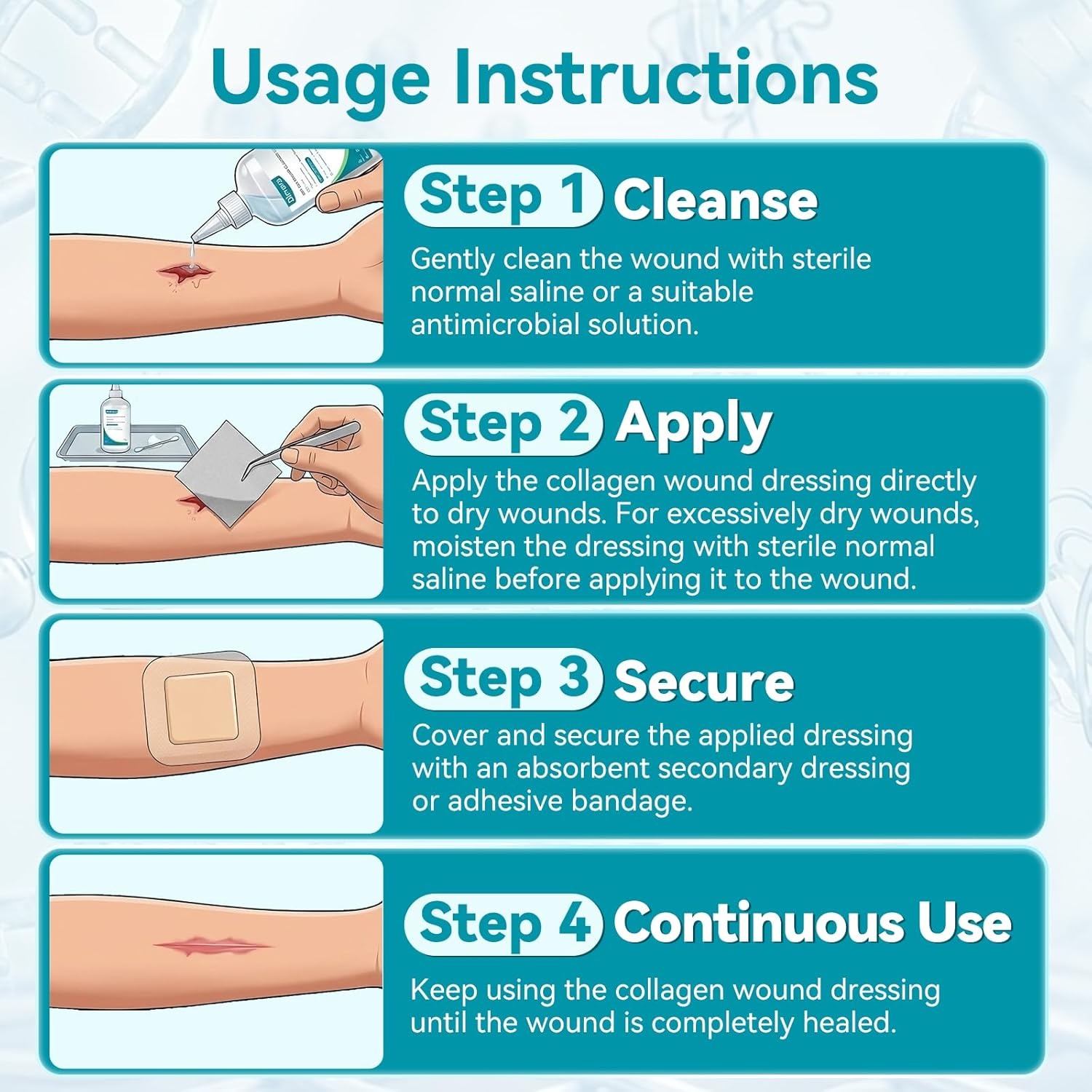 image:imageDimora Collagen Wound Dressing 100 Bovine Type I Collagen Sponge High Absorbency 4X Fluid Biodegradable for Chronic amp Acute Wounds Promotes Faster Healing 2X2 5PCS225PCS